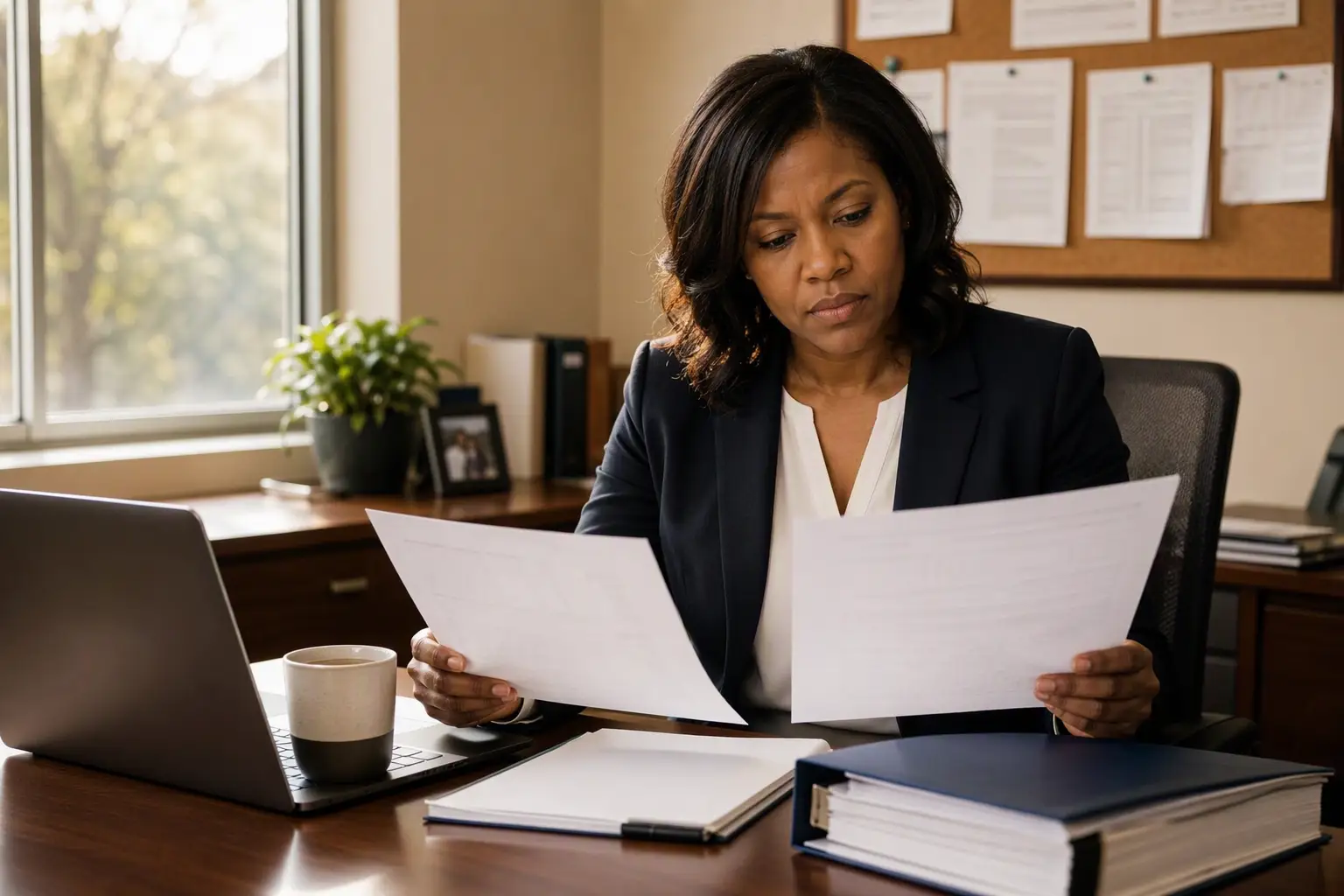 Healthcare facility administrator comparing capital depreciation schedules and elevator operating maintenance logs to classify elevator expenditures correctly.